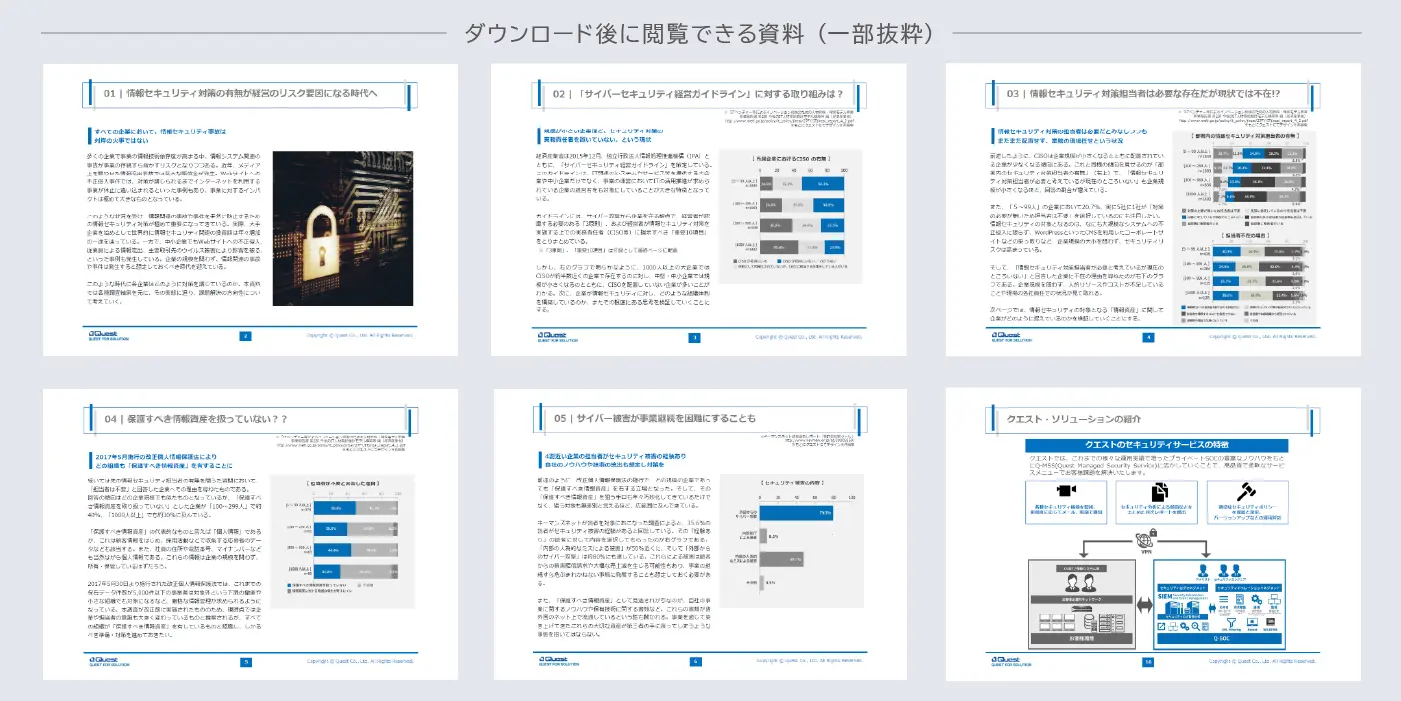 情報セキュリティ事故や事件に備える企業の実態に迫る_ダウンロード資料の内容を一部紹介する画像